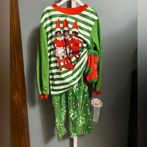 Festive Elf Pajama Set with Socks NWT Small 6-7